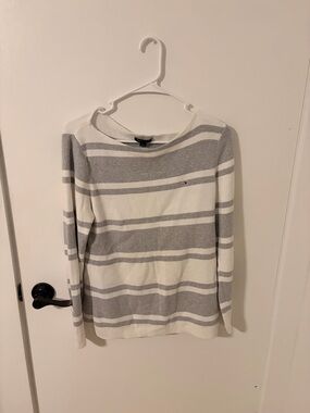 Tommy Hilfiger Pull-Over Sweater Women's White/Gray Striped Size Large